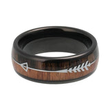 Anel de Tungstênio com detalhes em Madeira - Noivado, Casamento, Compromisso