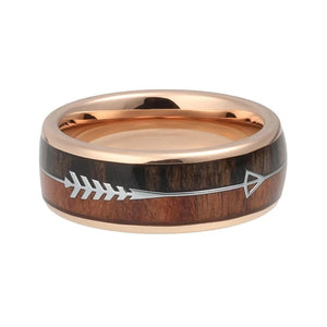 Anel de Tungstênio com detalhes em Madeira - Noivado, Casamento, Compromisso